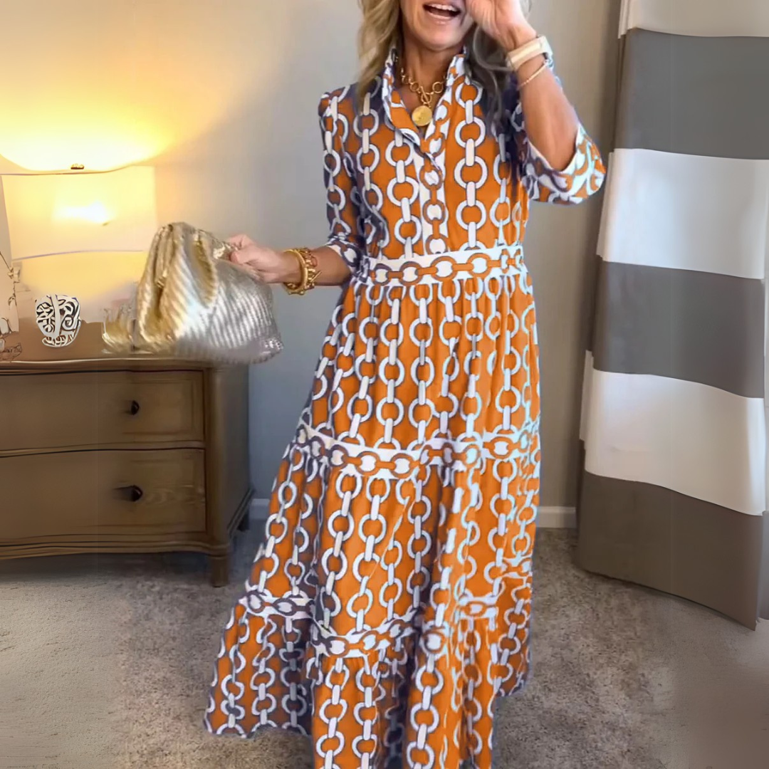 Verity – Sukienka koszulowa z nadrukiem łańcuchów