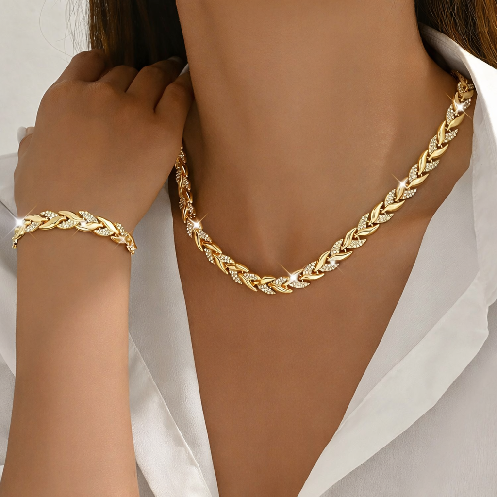 Leïna™ Zestaw: naszyjnik i bransoletka „Syreni Ogon”