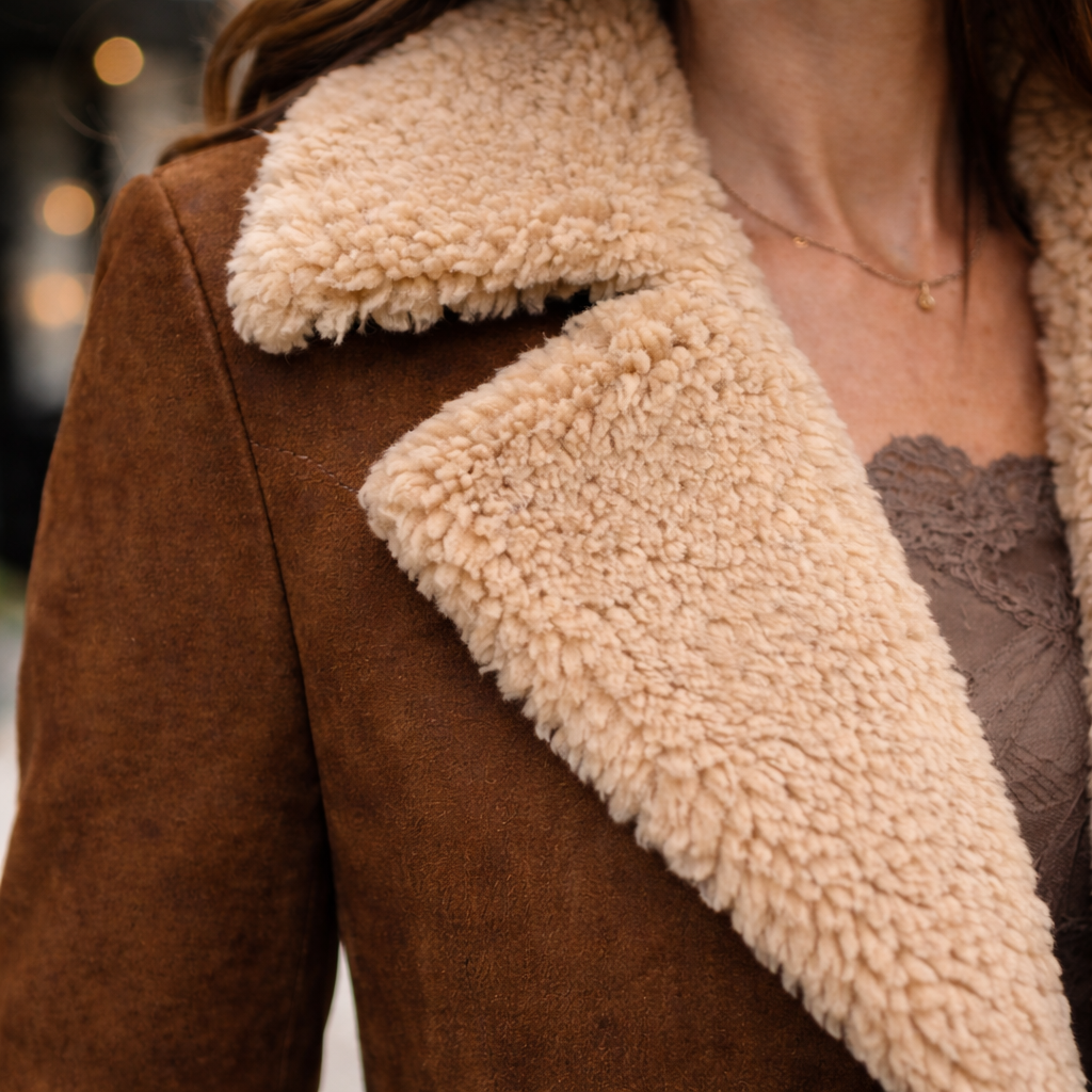 Jupiter | Modny płaszcz z podszewką teddy