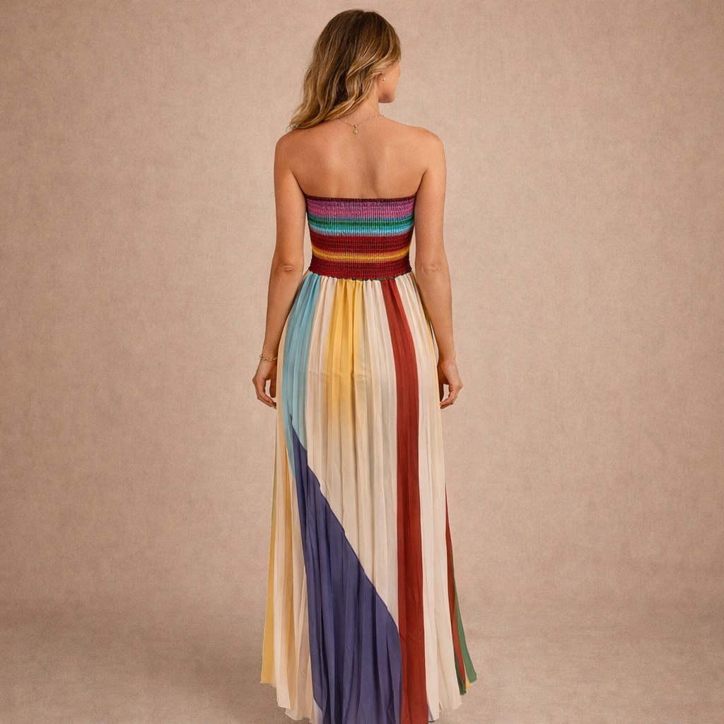 Ameliana | Kolorowa Długa Sukienka Bez Rękawów