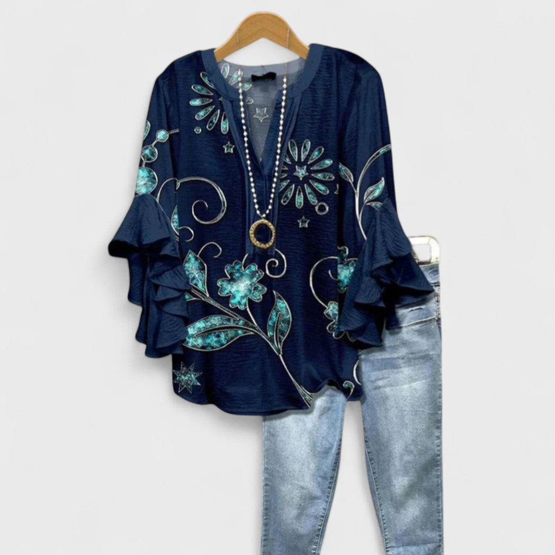 Isabella | Bluzka z Eleganckimi Kwiatami