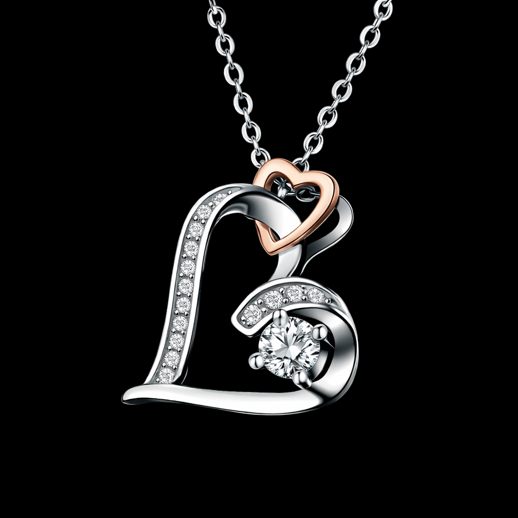 „Na Zawsze Twój” Błyszczący Naszyjnik z Podwójnym Sercem – Ponadczasowy Symbol Miłości, Obietnicy i Wieczności | Idealny Prezent na Walentynki