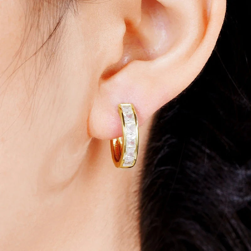 Złote Kolczyki Koła ze Stali Nierdzewnej z Cyrkoniami – Elegancka Biżuteria Damska