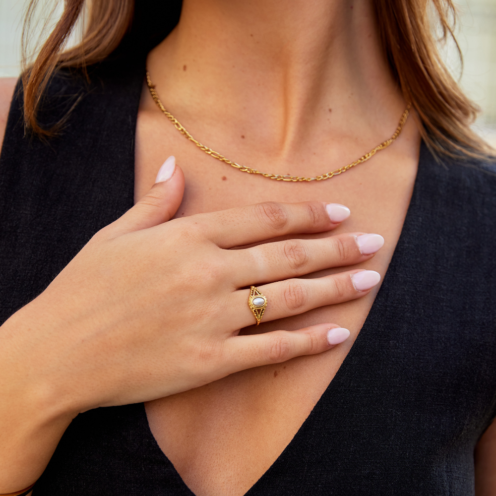 Królewski | vintage pierścionek z perłą