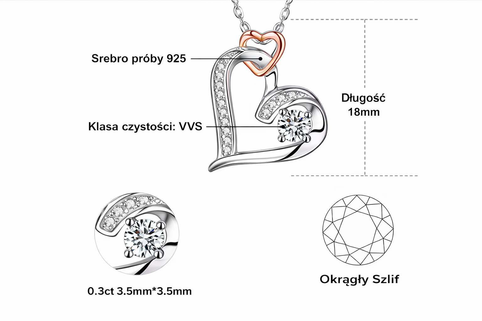 „Na Zawsze Twój” Błyszczący Naszyjnik z Podwójnym Sercem – Ponadczasowy Symbol Miłości, Obietnicy i Wieczności | Idealny Prezent na Walentynki