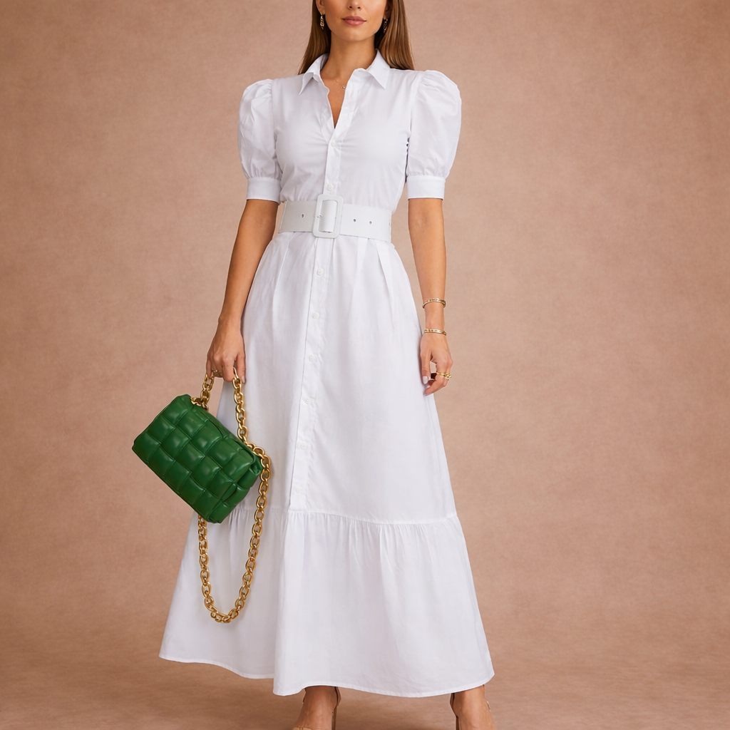 Nadja | Dopasowana koszulowa sukienka z paskiem