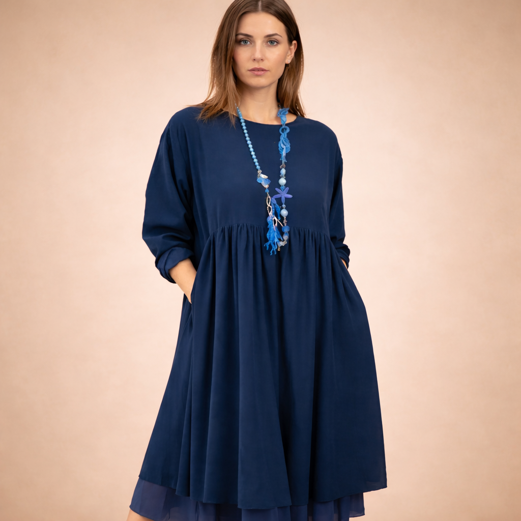 Elżbieta | Luźna sukienka maxi z praktycznymi kieszeniami