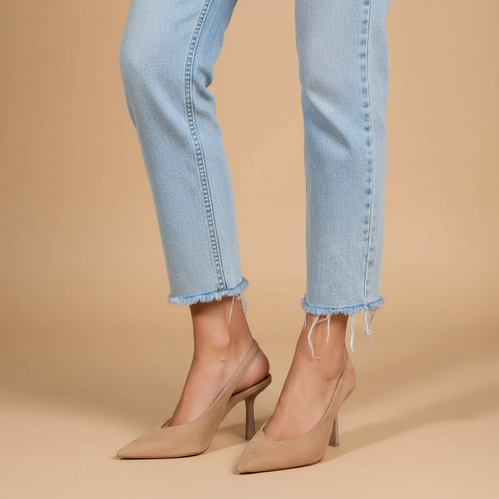 Claudia | Beżowe czółenka z odkrytą piętą