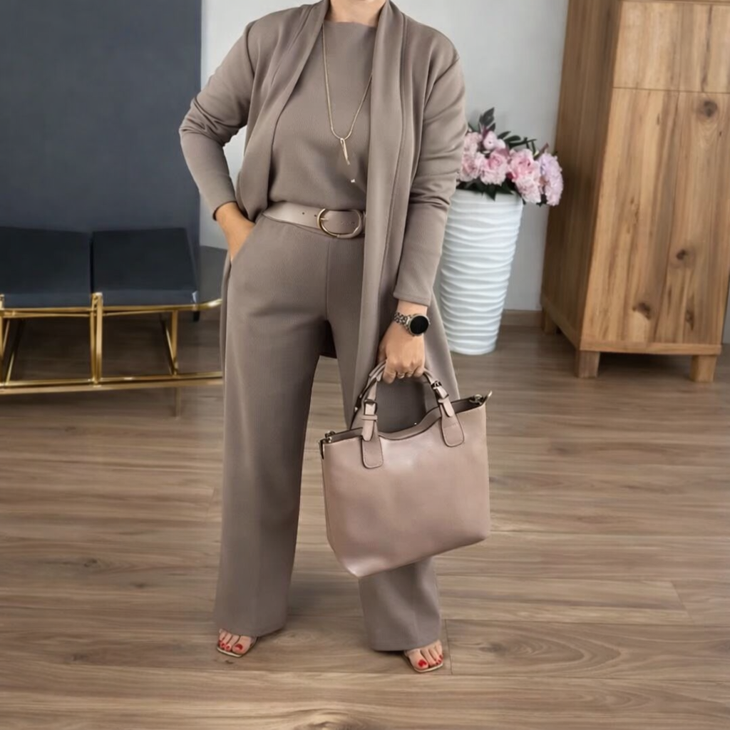 Gabriela | Elegancki zestaw 3-częściowy z długim kardiganem