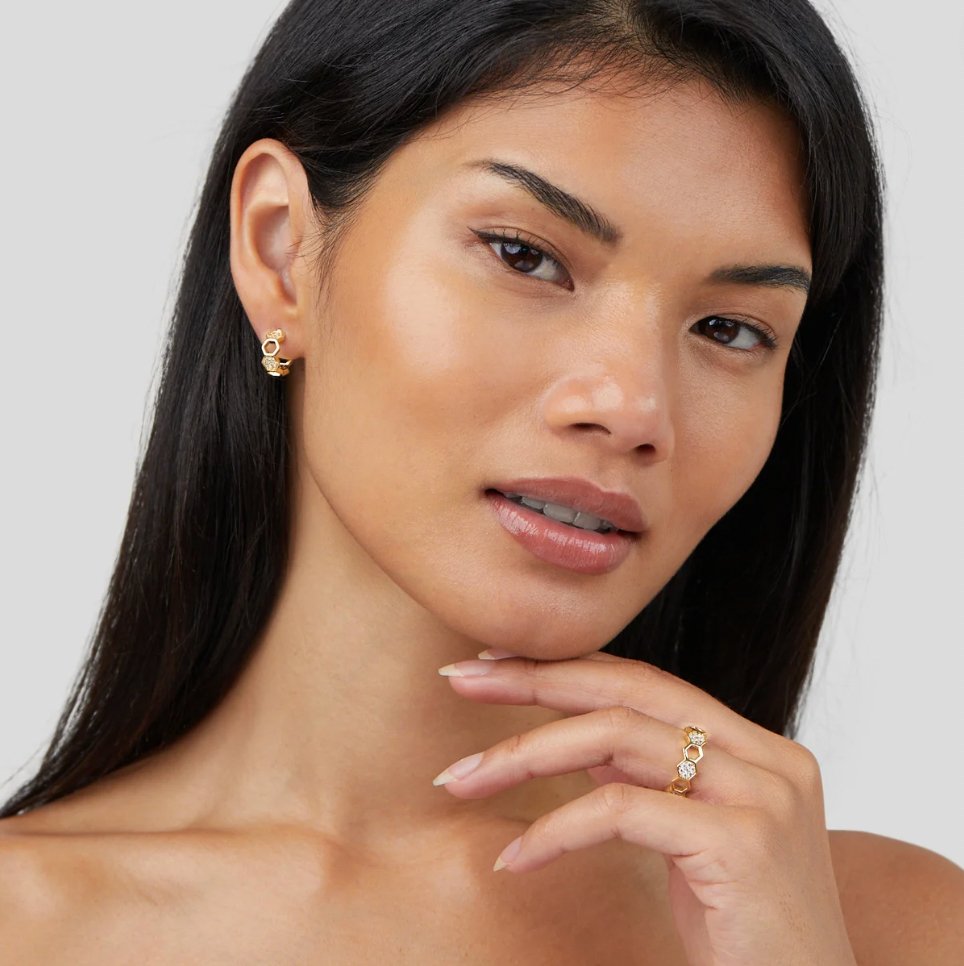 Bij | Pierścionek złoty i kryształowy