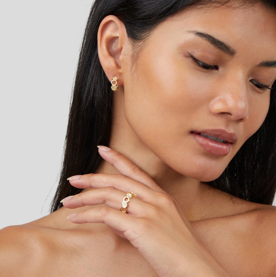 Bij | Pierścionek złoty i kryształowy