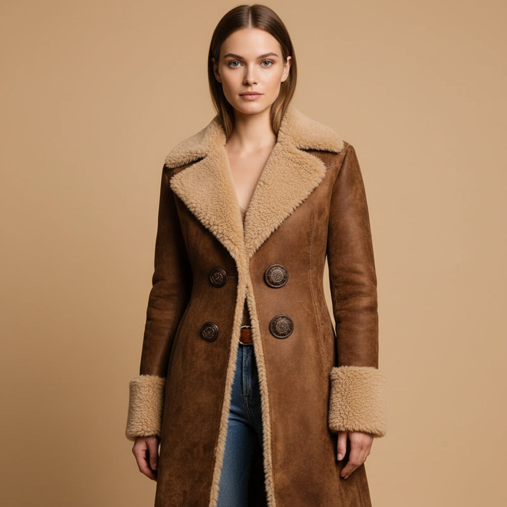 Jupiter | Modny płaszcz z podszewką teddy