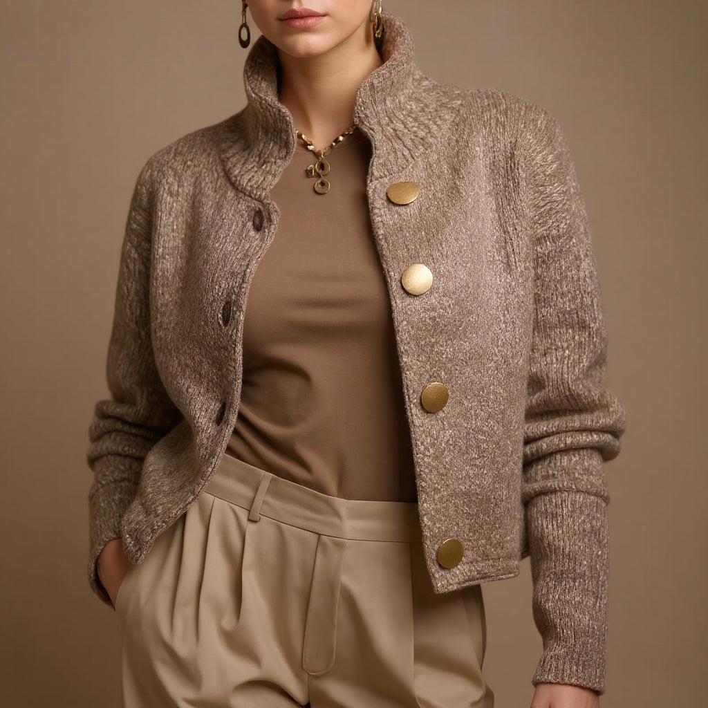 Mariette | Elegancka Teksturowana Marynarka z Dużymi Guzikami