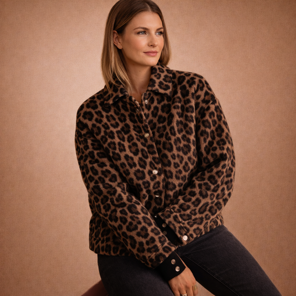 Elodie | Stylowa Kurtka z Panterkim Wzorem