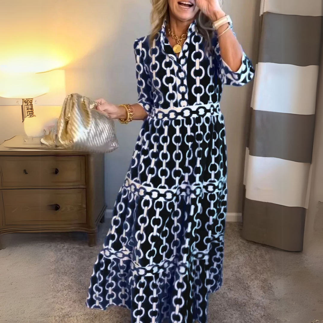 Verity – Sukienka koszulowa z nadrukiem łańcuchów