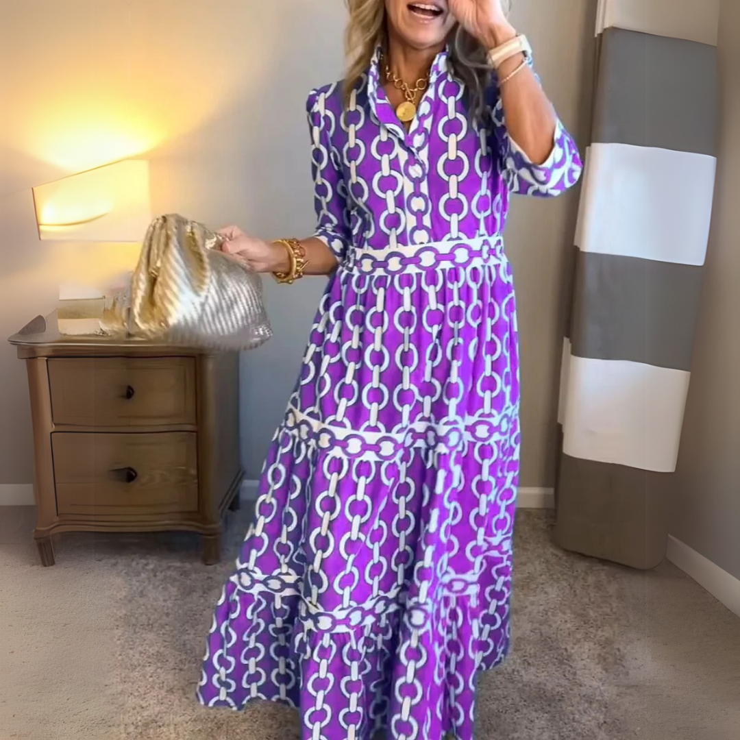 Verity – Sukienka koszulowa z nadrukiem łańcuchów