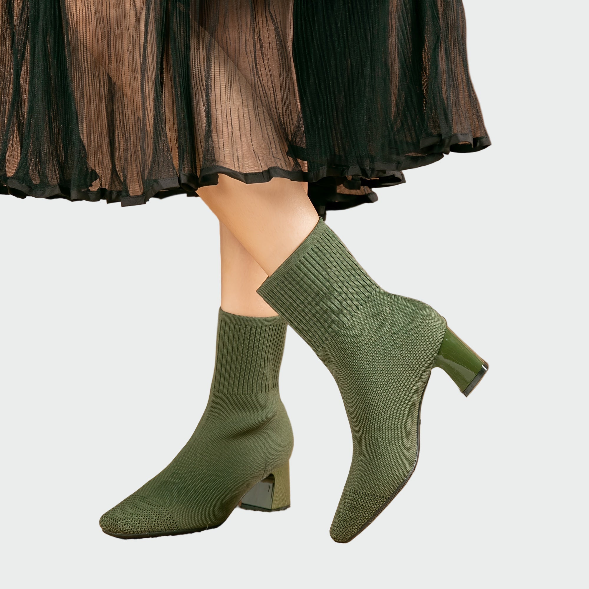 Alejandra | Botki ortopedyczne z dzianiny w odcieniu jasnobeżowym