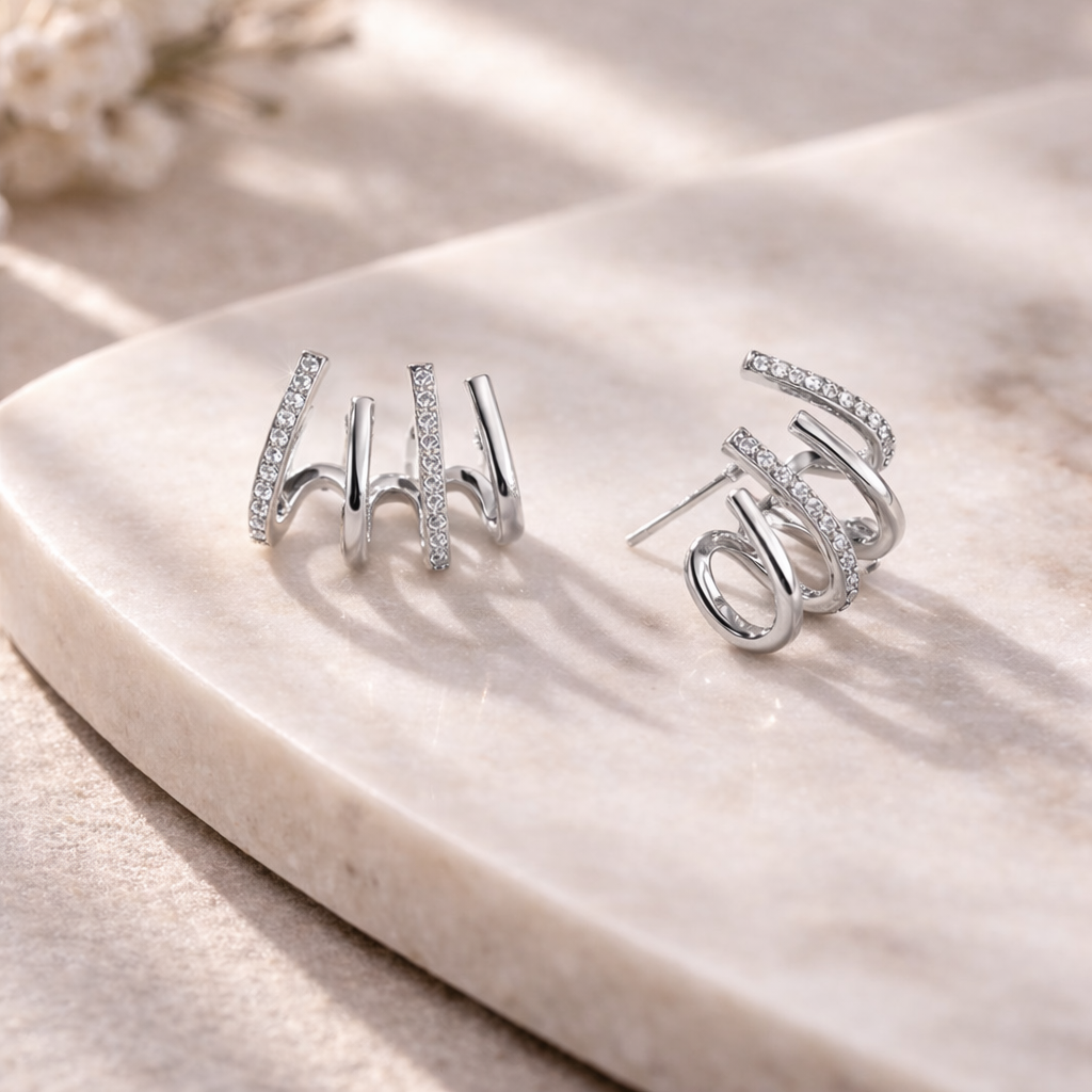 Kolczyki „Pazur” z cyrkoniami