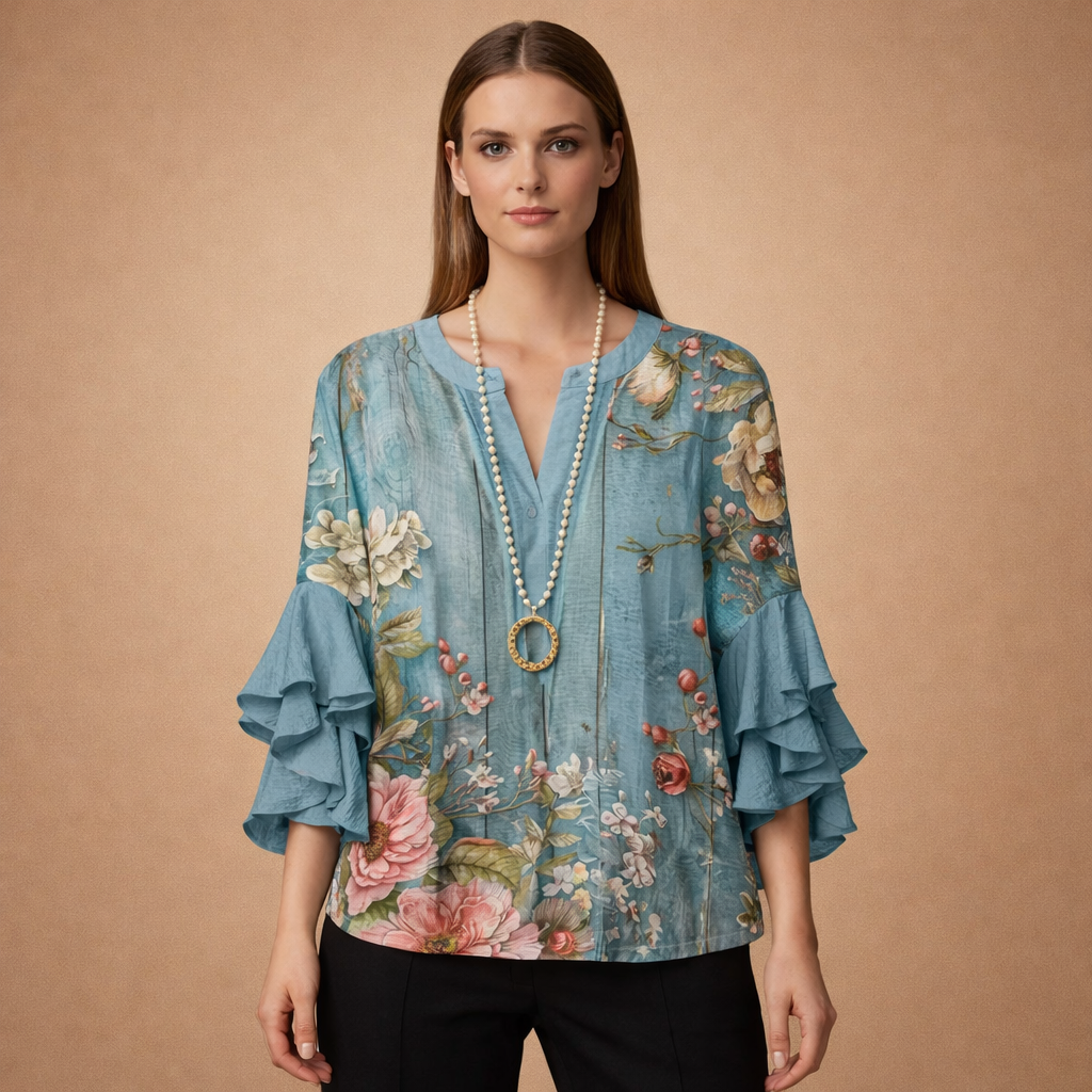 Isabella | Bluzka z Eleganckimi Kwiatami