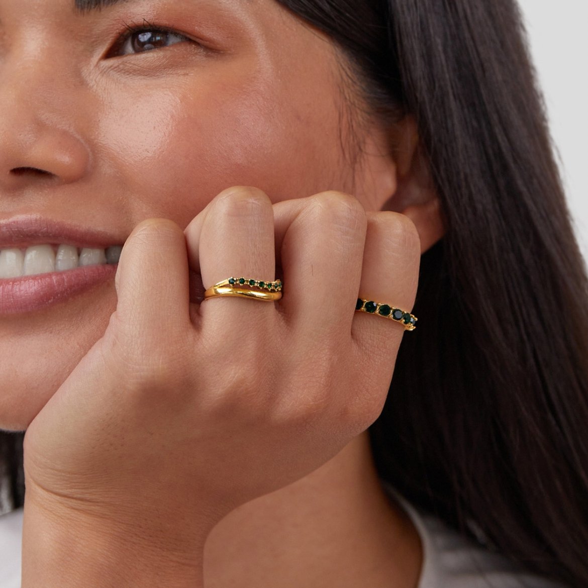 Mary | szmaragdowy, wielowarstwowy pierścień