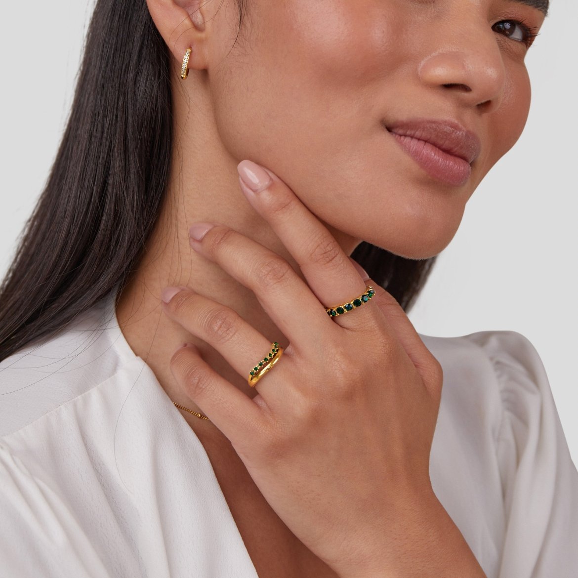 Mary | szmaragdowy, wielowarstwowy pierścień