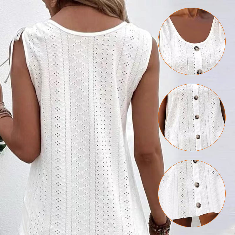 Lenya™ - Bezrękawowa dzianinowa sukienka z dekoltem w kształcie U